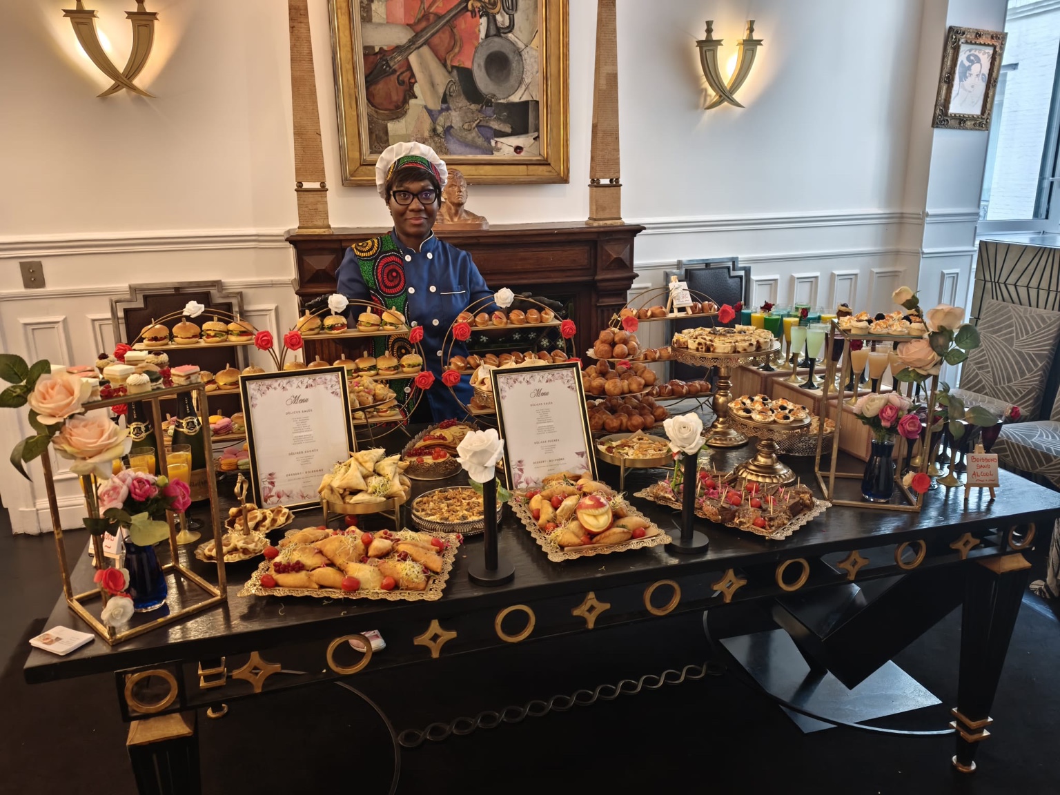 Le buffet ELICOOK LOD dressé au Loft Triangle d'Or avant l'arrivée des participantes
