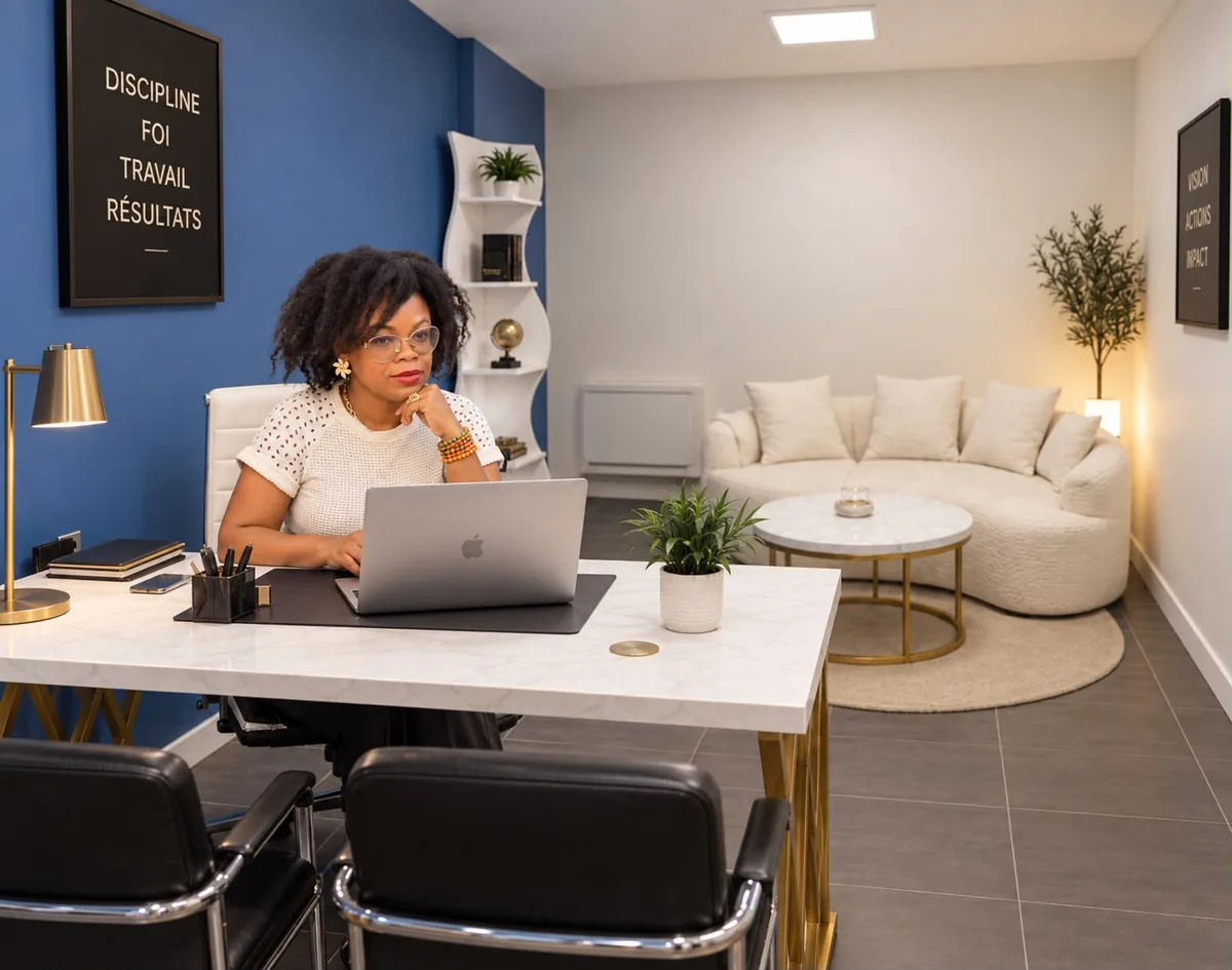Baby Fran NIANGOUNA à son bureau