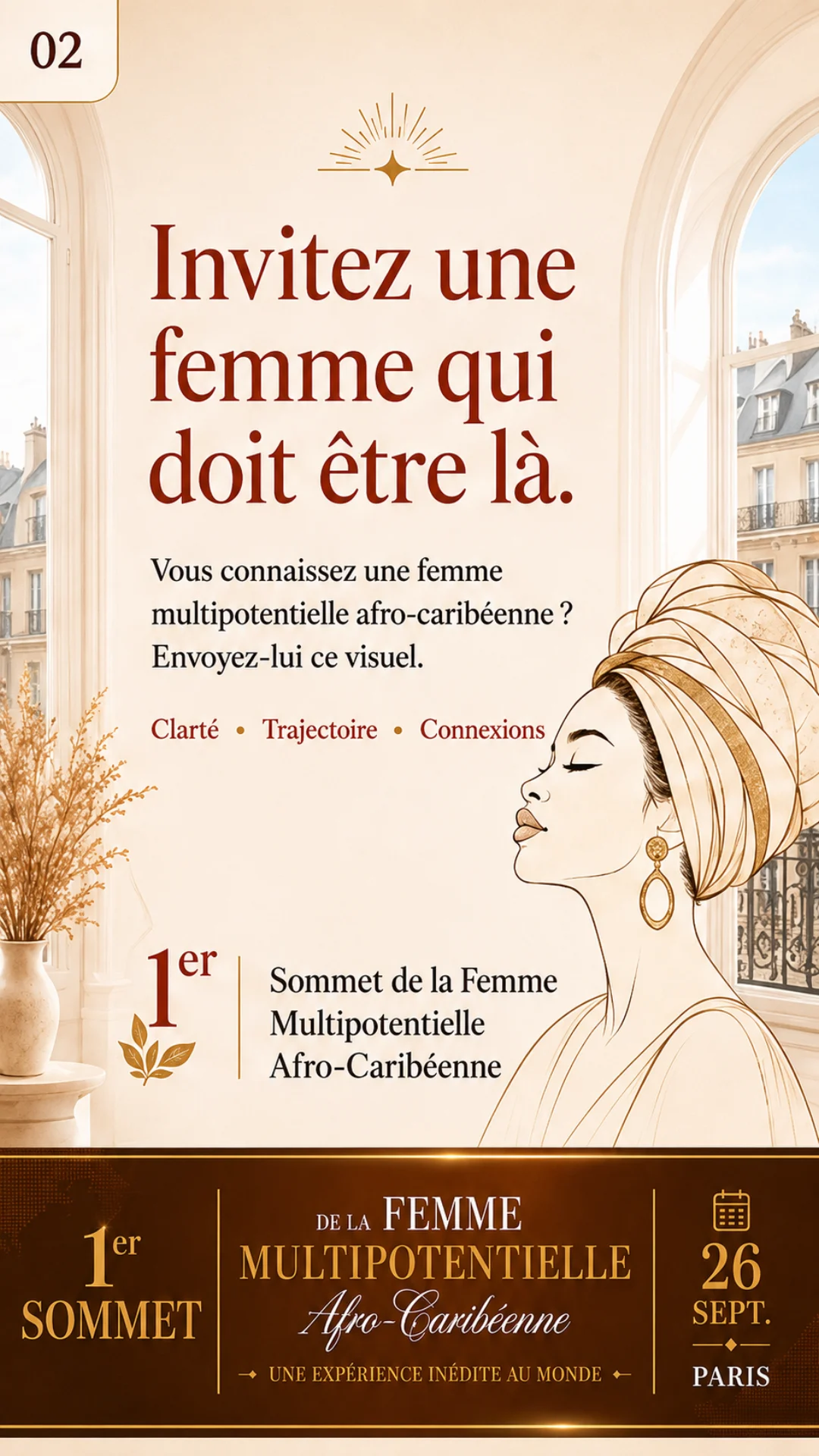 Affiche invitant à recommander le Sommet à une femme