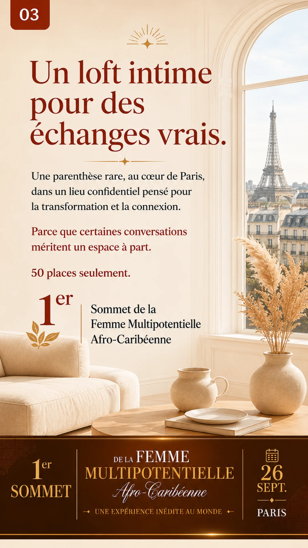 Affiche présentant l'ambiance intimiste du loft du Sommet à Paris
